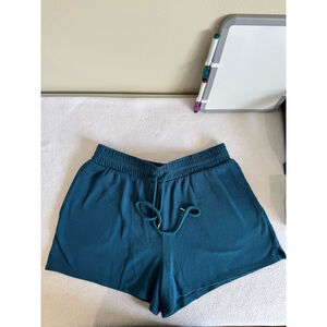 Women's Victoria's Secret waffle knit drawstring Shorts Size M Teal side pockets